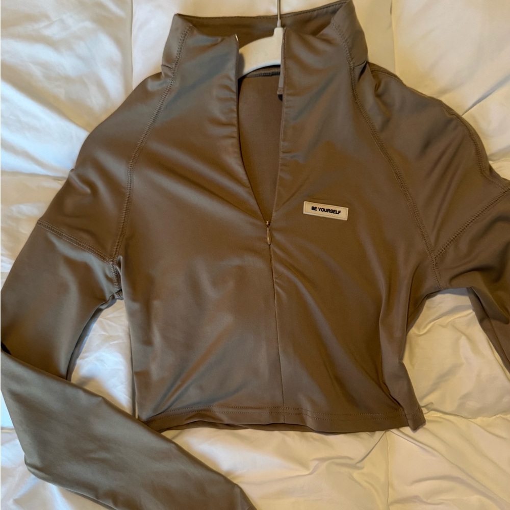 Women's Tan Long Sleeve Athletic Top